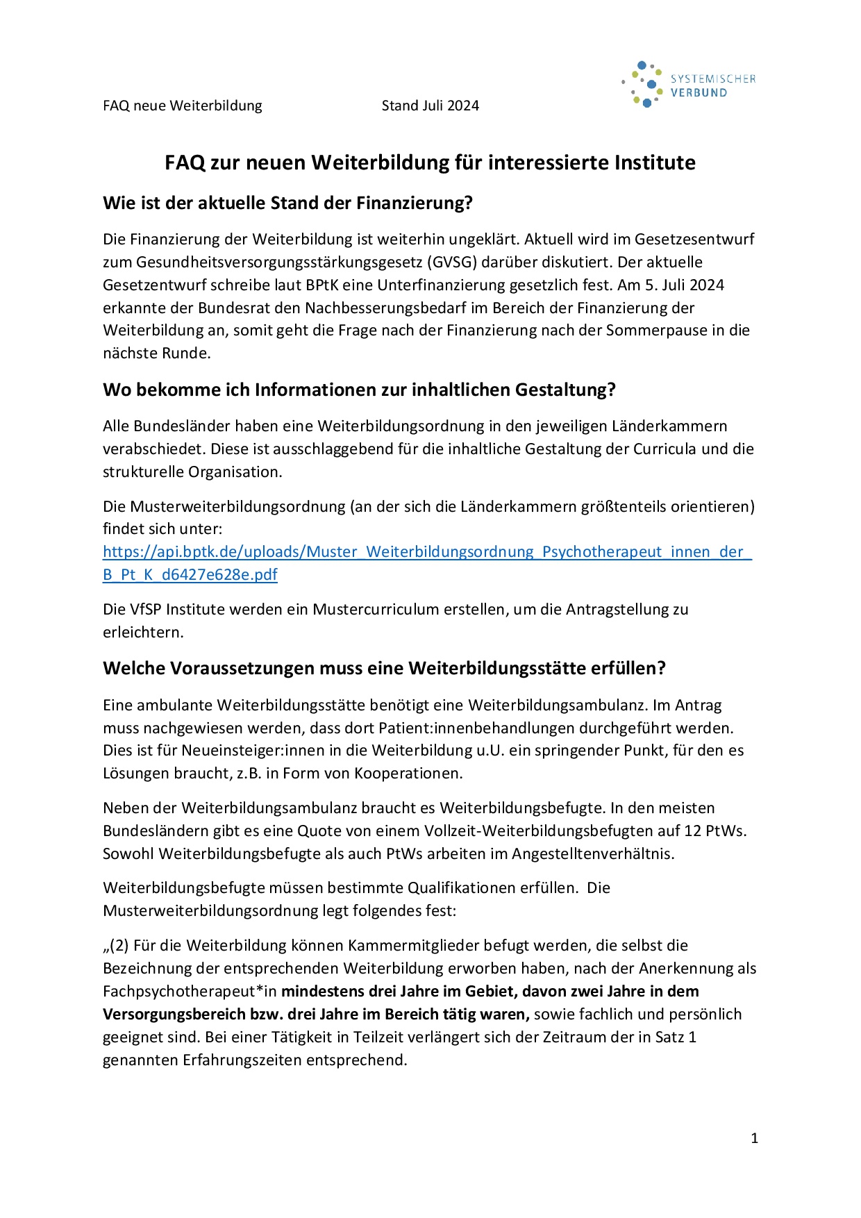 FAQ neue Weiterbildung fuer interessierte Institute 001