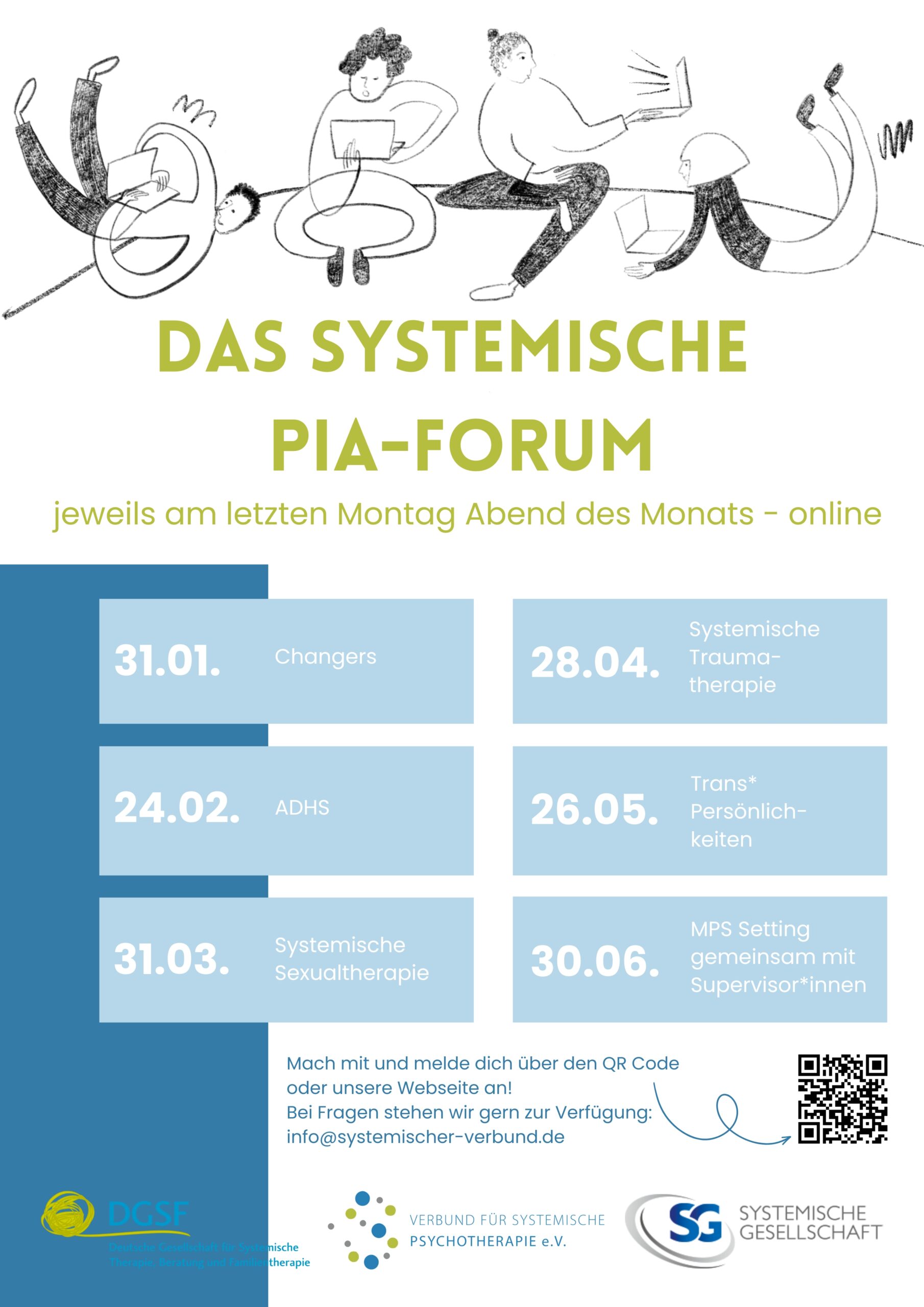 Das systemische PiA Forum Flyer fuer alle Veranstaltungen erstes Halbjahr 2025 scaled
